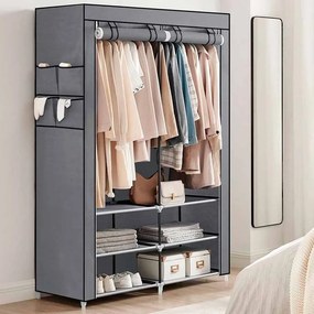 Guarda roupa aço e tecido 45 x 127 x 176 cm cinzento