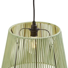Candeeiro suspenso exterior preto com abajures de corda verde 3-luzes IP44 - Cava Japandi