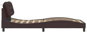 Estrutura de cama sem colchão 90x200 cm tecido castanho-escuro