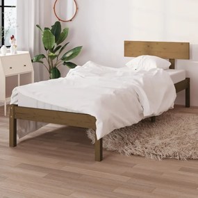 Estrutura cama pequena solteiro UK 75x190 cm pinho castanho-mel