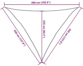 Para-sol estilo vela 3,5x3,5x4,9m oxford poliéster cinza-claro