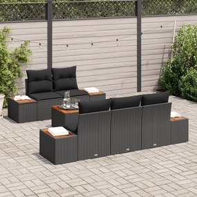 Conjunto de Sofá de Jardim vidaXL de 6 Peças com Almofadas Pretas de R