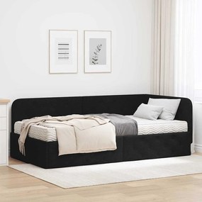 vidaXL Estrutura de Cama de Canto com colchão Preto 90 x 190 cm tecido