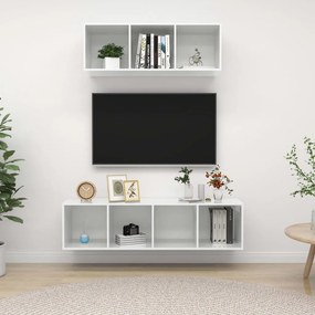 vidaXL 2 pcs conjunto móveis de TV derivados madeira branco brilhante