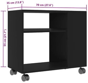 Mesa de apoio 70x35x55 cm derivados de madeira preto