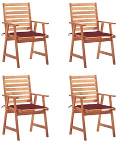 Cadeiras de jantar p/ jardim 4 pcs c/ almofadões acácia maciça