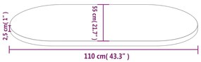 Tampo de mesa oval 110x55x2,5 cm pinho maciço branco