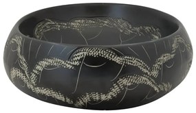 Lavatório de bancada oval 59x40x15 cm cerâmica preto