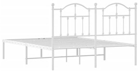 Estrutura de cama com cabeceira 150x200 cm metal branco