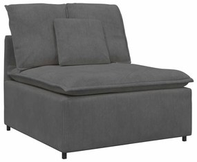 Sofá modular com almofadas tecido corduroy cinzento-escuro