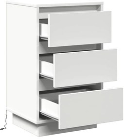 Criado-Mudo com LED Branco 39x34.5x65 cm Madeira Engenheirada