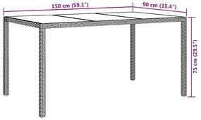 Mesa de Jantar de Jardim Branca 150x90x75 cm Rattan Sintético