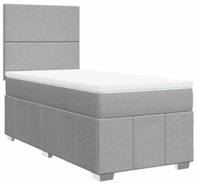Cama com molas/colchão 80x200 cm tecido cinza-claro