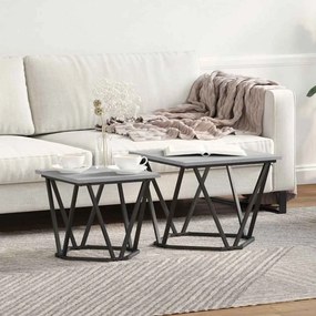 vidaXL Conjunto de mesas de apoio 2 pcs Sonoma cinzento