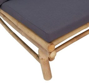 3pcs conj. lounge de jardim bambu c/ almofadões cinzento-escuro