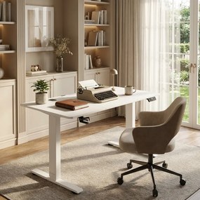 Secretaria eletrica com altura ajustável, 120 x 60 x 72–117 cm branca