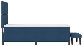 Cama Box com Colchão e Banco Azul 100x200 cm Tecido