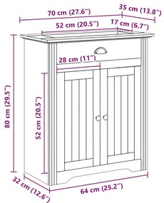 Armário de lavatório BODO branco e castanho 70x35x80 cm