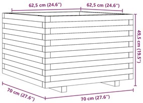 Vaso de jardim 70x70x49,5 cm madeira de pinho maciça branco