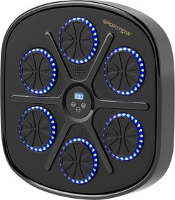 Máquina de Boxe Musical com 9 Modos de Velocidade Luvas e Conexão Bluetooth Luzes LED 41,8x44,6x7,5 cm Preto