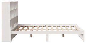 Cama com estante sem colchão 140x190 cm pinho maciço branco