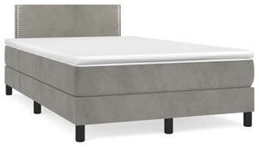 Cama box spring colchão LED 120x190 cm couro artif. cinza-claro