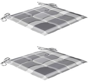 Conjunto bistrô c/ almofadões xadrez cinzento 3 pcs teca maciça