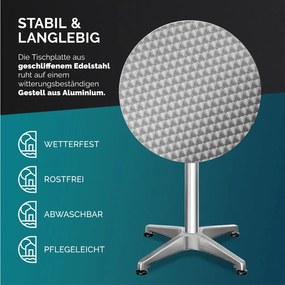 Mesa alta dobrável em aço inoxidável e alumínio com altura ajustável Ø60 x 70-115 cm Prateado