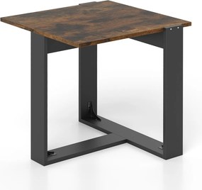 Mesa cabeçeira, Mesa apoio 50 x 50 x 50 cm com base em metal em forma de T para espaços pequenos para sala de estar ou quarto Castanho e preto