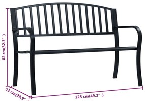 Banco jardim 125 cm aço preto