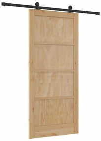 Porta Deslizante vidaXL com Conjunto de Ferragens 93x202 cm Madeira de