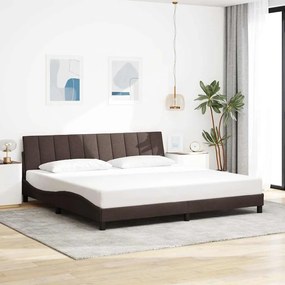 vidaXL Estrutura de cama sem colchão 200x200 cm tecido castanho-escuro