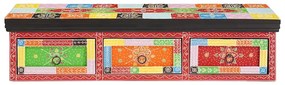 Armário de TV de parede 100x30x24 cm Madeira Sólida de Mangueira Rústi
