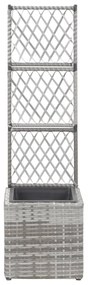 Floreira com treliça e 1 vaso 30x30x107 cm vime PE cinzento