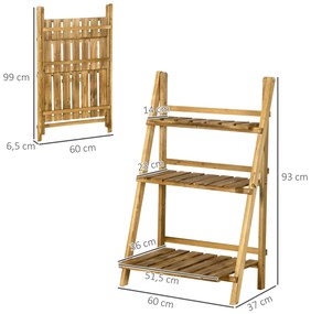 Outsunny Suporte para Plantas de 3 Níveis Prateleira para Plantad Dobr