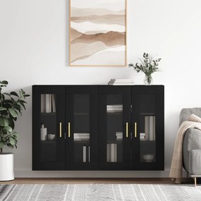 vidaXL Móveis de parede 2 pcs derivados de madeira preto