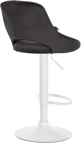 Banco alto Milet em veludo com estrutura branca 85-106 x 47 x 48 cm Preto
