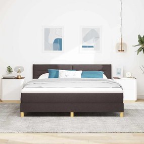 Cama Box Spring com Colchão &amp; LED Castanho 180x200 cm Tecido