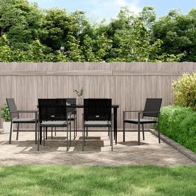 vidaXL 7 pcs conjunto de jantar p/ jardim c/ almofadões vime PE e aço
