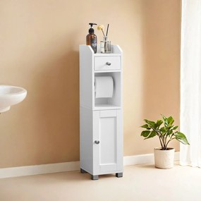 Armário casa de banho com suporte para papel higiénico 20 x 18 x 76,7 cm branco