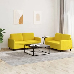 2 pcs conjunto de sofás veludo amarelo