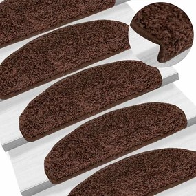Tapetes de escada 30 pcs 65x21x4 cm castanho