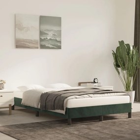 Estrutura de cama sem colchão 120x200 cm veludo verde-escuro