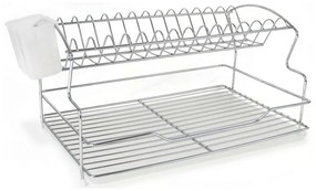 Escorredor de Louça Quttin Prateado Metal Branco Plástico (28 x 40,5 x 22 cm)