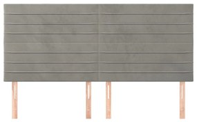 Cabeceira de cama 4 pcs veludo 80x5x78/88 cm cinzento-claro
