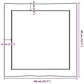 Tampo de mesa com bordas vivas maciço tratado castanho-escuro