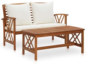 vidaXL 2 pcs conjunto lounge de jardim c/ almofadões acácia maciça