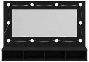 Armário de Espelho LED vidaXL em Carvalho Preto - 90x31,5x62 cm
