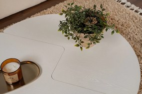 Mesa de Centro "Moira" – Branco, Ø90x41 cm, Design Rústico Moderno