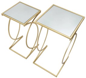 MESA DE APOIO SIOMPLY 35X35X70-30X30X60 CM DOURADO